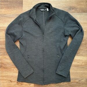 Ibex 100% merino wool zip up jacket (Women’s L, gray)